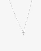 0.34 Carat TW Baguette and Round Brilliant Diamond Cross Pendant in 10kt White Gold