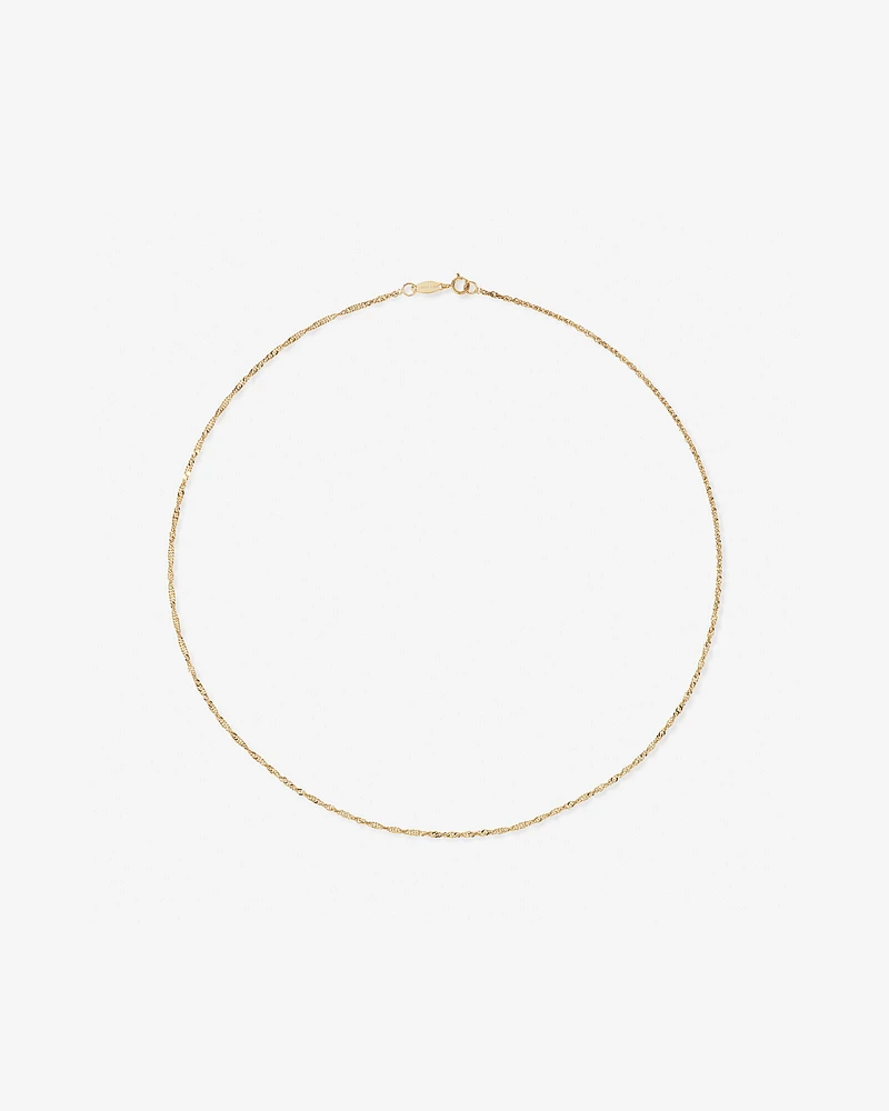 1.65mm Wide Solid Singapore Twist Chain in 10kt White Gold