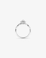 0.75 Carat TW Pear Cut Diamond Halo Twist Engagement Ring in 14kt White Gold