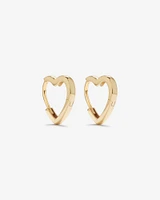 11mm Heart Shape Huggie Earrings in 10kt Yellow Gold