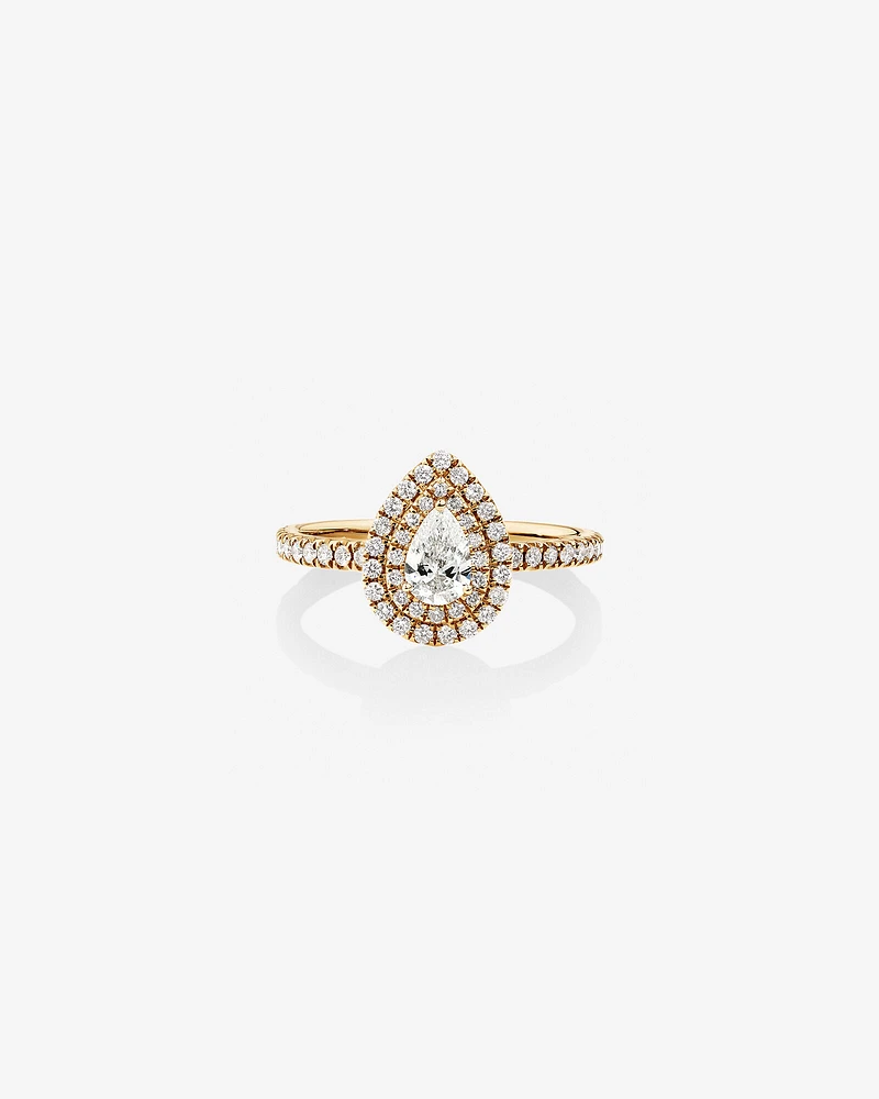 Double Halo Ring with 0.71 Carat TW of Diamonds in 18kt White Gold