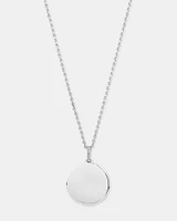 Diamond Accent Circle Pendant with Cable Chain in Sterling Silver
