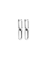 Paperclip Huggie Drop Earrings in Sterling Silver