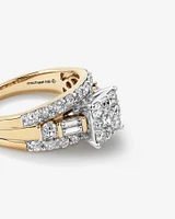 Bague de fiançailles en or blanc et jaune 14 K avec diamants totalisant 1,75 ct