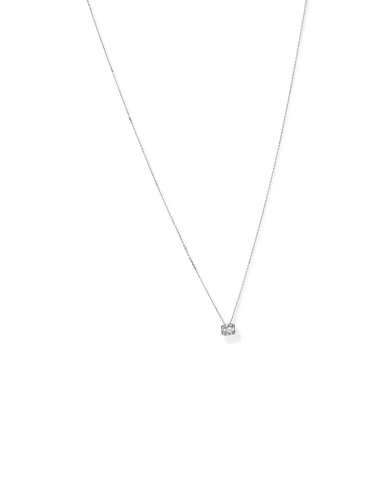0.28 Carat TW Multistone Emerald Cut Diamond Pendant in 10kt White Gold