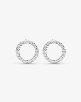 Circle Stud Earrings with Cubic Zirconia in Sterling Silver
