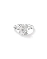 0.50 Carat TW Pie Cut Diamond Double Halo Engagement Ring in 14kt White Gold