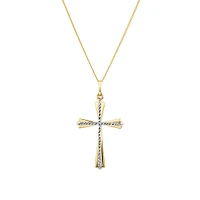 Cross Pendant in 10kt Yellow & White Gold