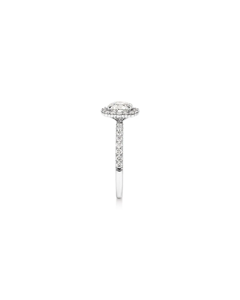 1.79 Carat TW Round Brilliant Laboratory-Grown Diamond Halo Engagemet Ring in 14kt White Gold