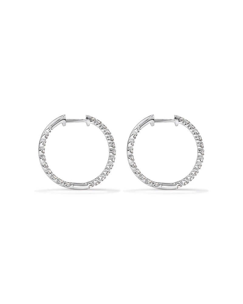 Carat TW Laboratory-Grown Diamond Hoop Earrings Set in 10kt White Gold