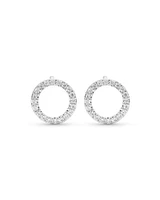 Circle Stud Earrings with Cubic Zirconia in Sterling Silver