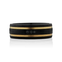 Black Diamond Ring Titanium with 10kt Yellow Gold Inlays