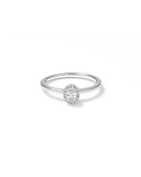 0.31 Carat TW Oval Cut Diamond Halo Engagement Ring in 14kt White Gold