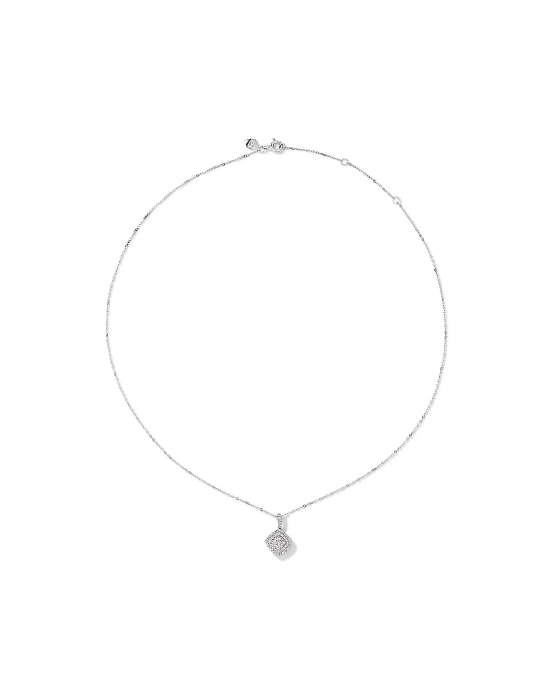 0.30 Carat TW Cushion Shaped Diamond Cluster Pendant Necklace in 10kt Yellow Gold