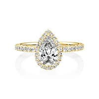 Sir Michael Hill Designer Halo Pear Engagement Ring with 1.36 Carat TW of Diamonds in 18kt White Gold