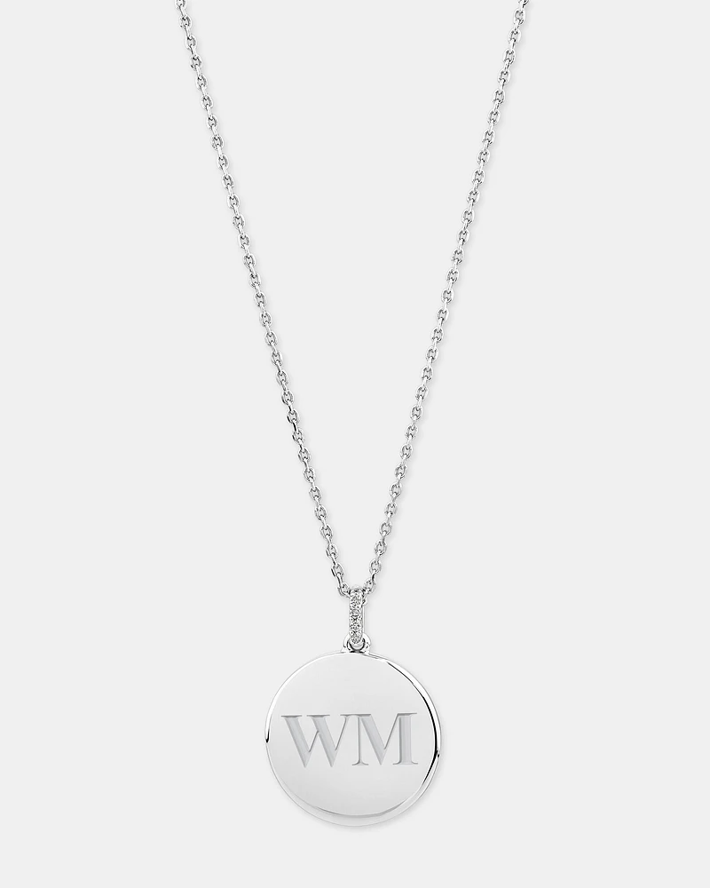 Diamond Accent Circle Pendant with Cable Chain in Sterling Silver