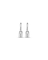 Signature Lock Hoop Huggie Earrings in Sterling Silver