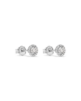 0.44 Carat TW Round Diamond Halo Stud Earrings in 10kt White Gold