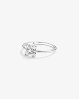 Cubic Zirconia Floral Ring Sterling Silver