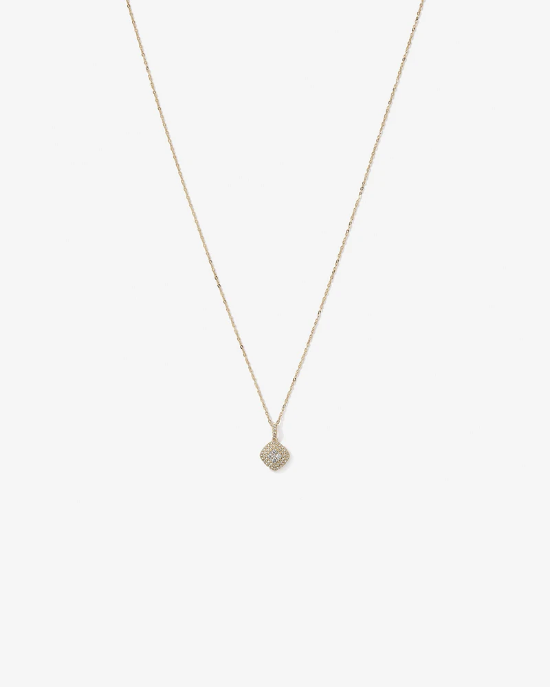 0.30 Carat TW Cushion Shaped Diamond Cluster Pendant Necklace in 10kt Yellow Gold