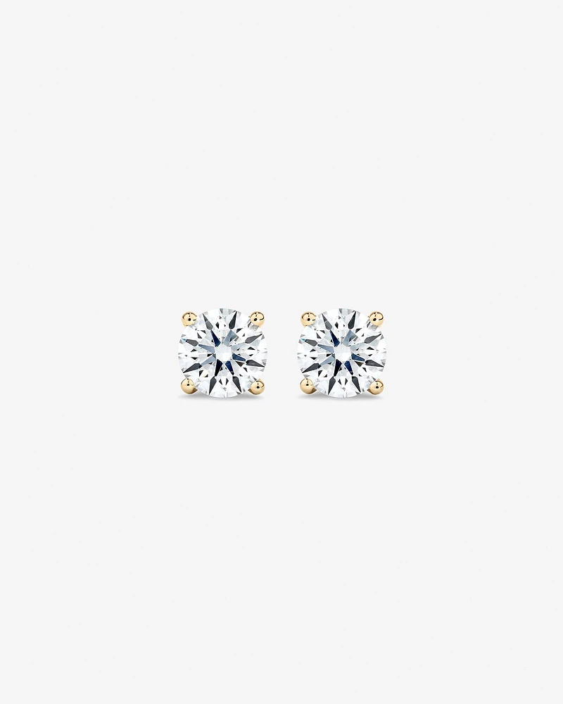 Carat TW Laboratory-Grown Diamond Solitaire Stud Earrings in 14kt White Gold