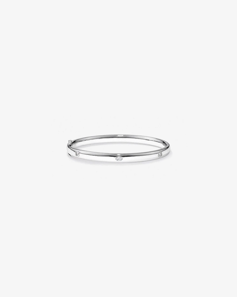 0.45 Carat TW Laboratory-Grown Oval Diamond Bangle in Sterling Silver