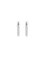Pavé Cubic Zirconia Small Hoop Earrings in Sterling Silver