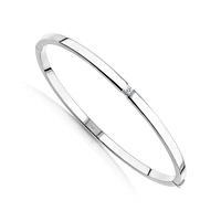 Diamond Accent Oval Bangle in 10kt Yellow Gold