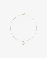 Two-Tone Double Circle Pendant Hammered Finish Necklace in 10kt White and Yellow Gold