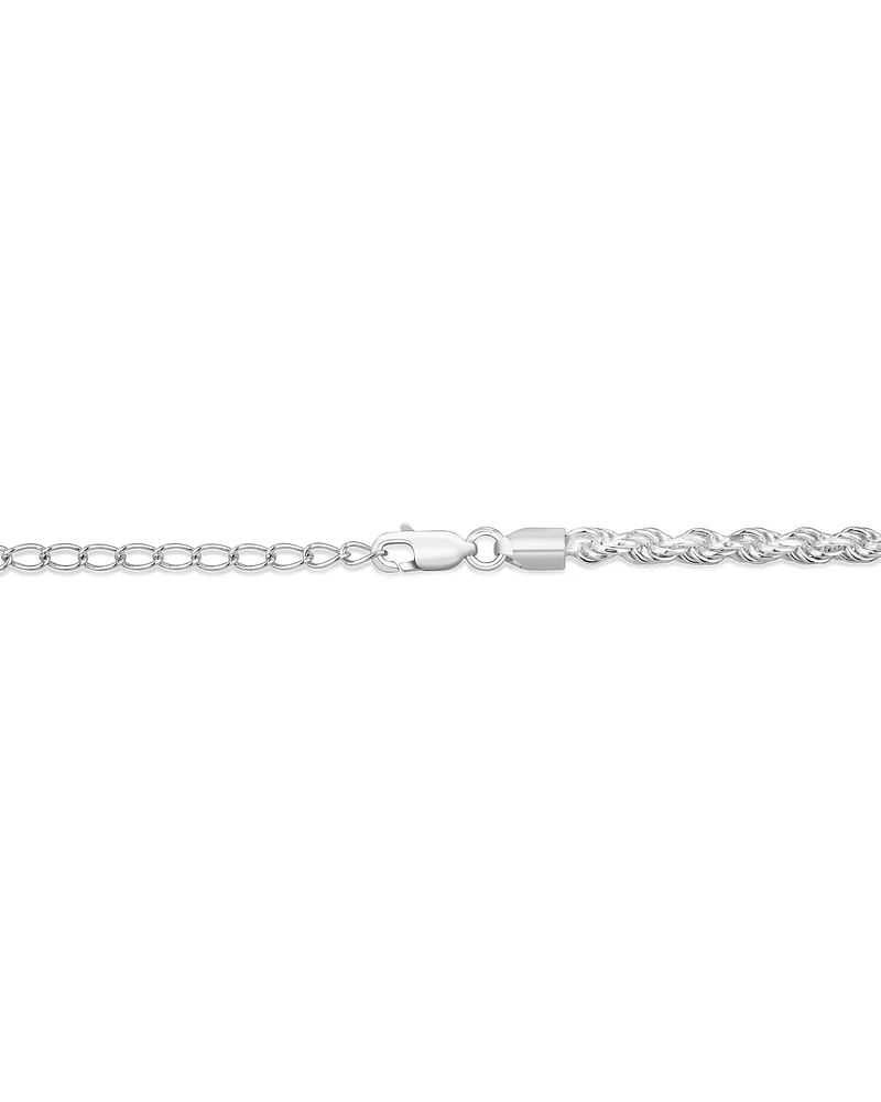 50cm (20") 3.5mm-4mm Width Rope Chain in Sterling Silver