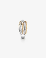 Crossover Wrap Ring with .47 Carat TW Diamonds in Sterling Silver and 10kt Yellow Gold