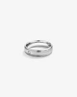6mm Polished and Brushed Diamond Wedding Band in Tungsten