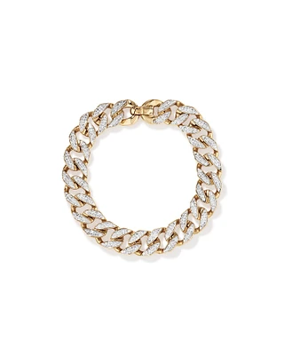 3.30 Carat TW Diamond Set Cuban Link Bracelet in 10kt Yellow and White Gold
