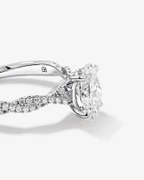 1.70 Carat TW Oval Cut Lab-Grown Diamond Twist Band Engagement Ring in 14kt White Gold