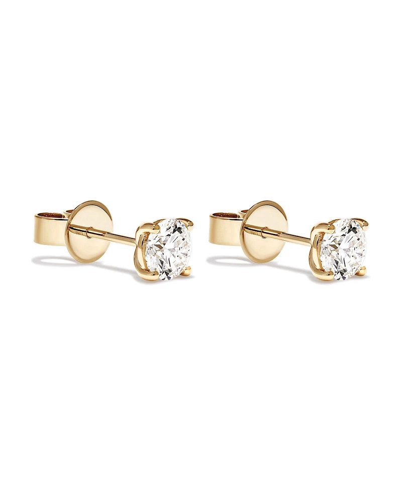 Carat TW Laboratory-Grown Diamond Solitaire Stud Earrings in 14kt White Gold