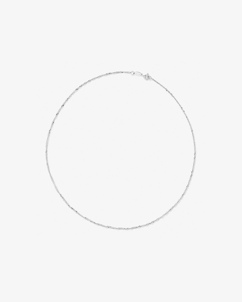 1.65mm Wide Solid Singapore Twist Chain in 10kt White Gold