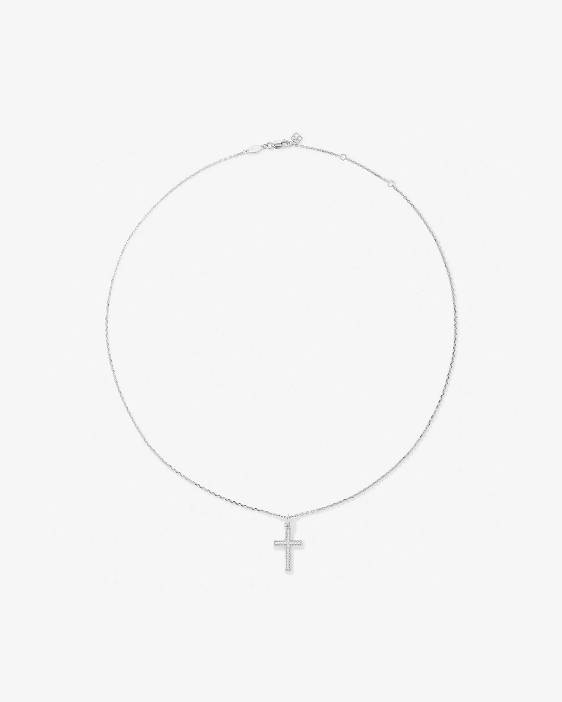 Cubic Zirconia Cross Pendant Necklace in Sterling Silver