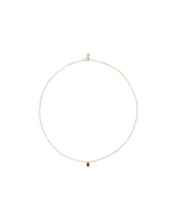 Pear Cut Red Ruby Gemstone and 0.05 Carat TW Diamond Halo Necklace in 10kt Yellow Gold