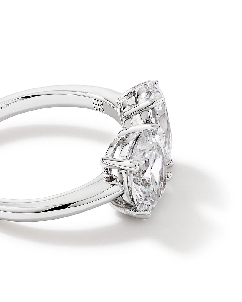 Pear and Oval Shape Cubic Zirconia Toi Et Moi Ring in Sterling Silver