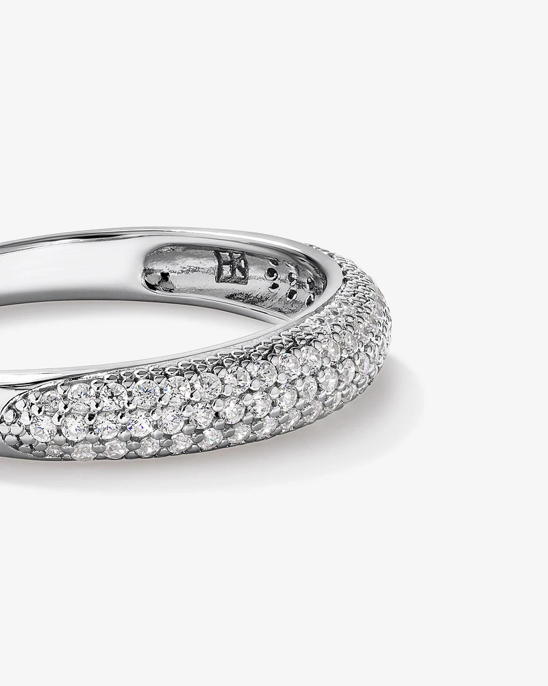 Cubic Zirconia Pave Dome Ring in Sterling Silver