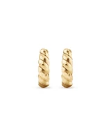 Diamond-Cut Dome Hoop Studs in 10kt Yellow Gold
