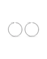 Hoop Earrings with Cubic Zirconia in Sterling Silver