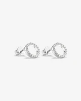 Circle Stud Earrings with Cubic Zirconia in Sterling Silver