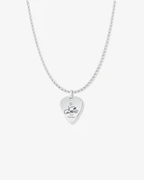 INXS Jon Farriss Engraved Guitar Pick Pendant with Chain in Recycled Sterling Silver