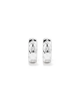Diamond Cut Texture Huggie Hoop Earrings in Sterling Silver