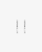 Diamond Cut Texture Hoop Earrings in Sterling Silver