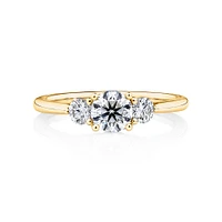 Sir Michael Hill Designer Three Stone Engagement Ring with 0.90 Carat TW of Diamonds in 18kt White Gold