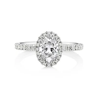 Sir Michael Hill Designer Halo Oval Engagement Ring with 1.35 Carat TW of Diamonds in 18kt White Gold