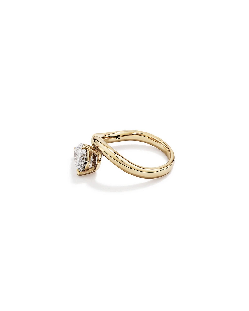 2.00 Carat TW East West Pear Cut Laboratory-Grown Diamond Wave Engagement Ring in 14kt Yellow Gold