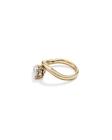 2.00 Carat TW East West Pear Cut Laboratory-Grown Diamond Wave Engagement Ring in 14kt Yellow Gold